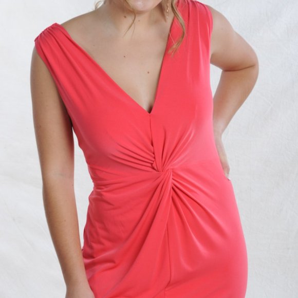 CALVIN KLEIN CORAL FULL LENGTH FORMAL GOWN~ - Picture 2 of 5